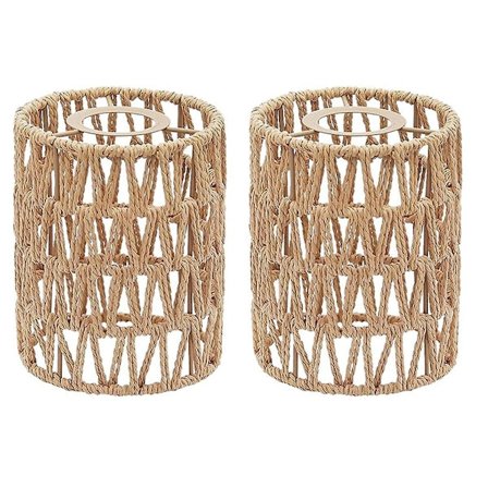2-pakning Rattan Lampeskjerm, 15 x 12,7 cm Håndvevde Lampeskjermer Erstatning for Gulvlamper, Pendellamper