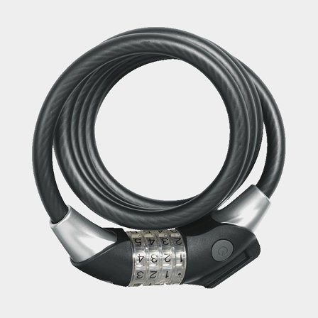 Lucchetto a spirale con codice / lucchetto a combinazione ABUS Raydo Pro 1450, 185 cm, Ø12 mm, con supporto (attacco TexKF), nero