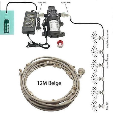 Sprøjt Kølesystem med Pumpefilter Sæt 20ft - 60ft Sprøjtelinje Messingdyse 5L/min til Udendørs Terrasse Veranda Baghave - Perfekt