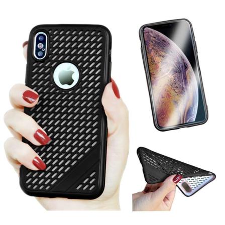 iPhone Xs Max beskytter deksel av TPU med 3D diamandt tekstur og printet mønster - Søt Bjørn Black