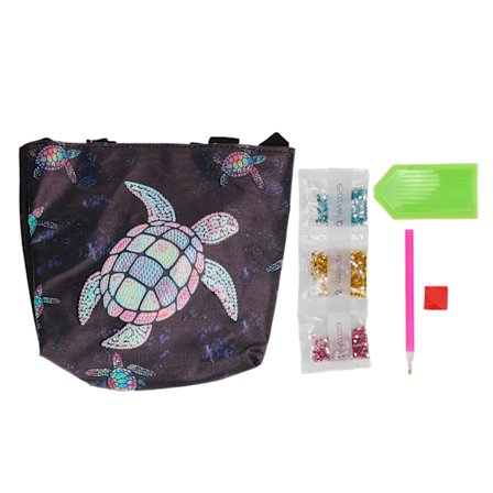 Rhinestone Maleri Tote Bag Fargerik Skilpadde Sterk Klebrighet Oppgradert Rhinestones DIY Rhinestone Maleri Bag for Håndverk