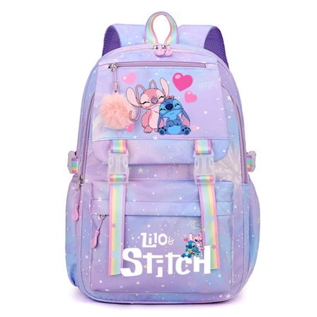 Stitch Rygsæk til Studerende Stor Kapacitet Rygsæk Regnbue Print Tegneserie Udendørs Rygsæk Casual Multicolor