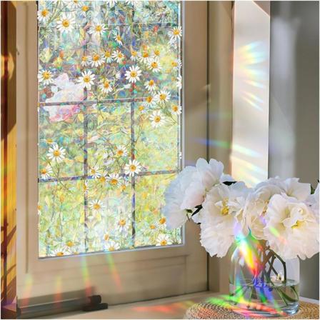17 x 39,37 tommer personvernfilm, Daisy Rainbow vindusklistremer, 3D farget glass Wi