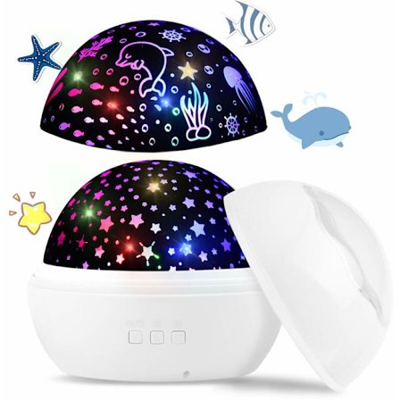 LED-tähtitaivasprojektori vauvan yövalo Ocean World 2 in 1 -projektorilamppu USB-kaapelilla (valkoinen)