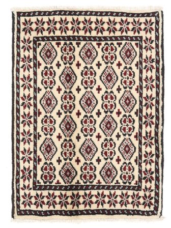 Belutsch Teppich 63X87 Beige/Schwarz Wolle, Persien