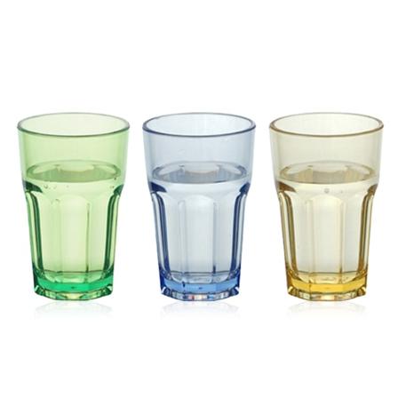IC 3 stk 265ml PC gennemsigtig plast ottekantet vandkop
