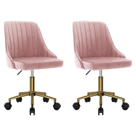 Vidaxl Snurrbara Matstolar 2 St Rosa Sammet Rosa
