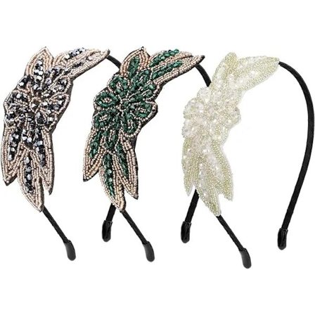 3 retro hårbånd til kvinder i 1920'erne med summende perler og rhinsten
