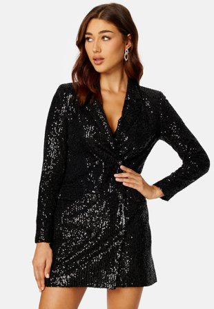FOREVER NEW Jordan Sequin Blazer Dress Black Klær