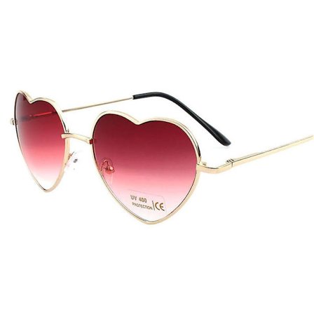 Hjärta Solglasögon Tunn Metallbåge Härlig hjärtstil för kvinnor