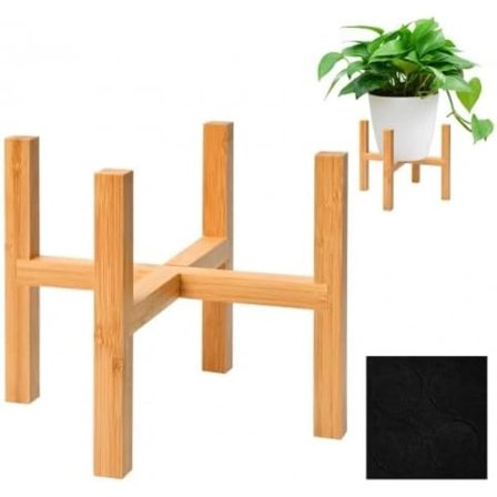 Plantestativ, Bambus Plantestativ til Indendørs Brug, Træ Blomsterpottestativ, til Indendørs og Udendørs, 19,3 x 16 cm