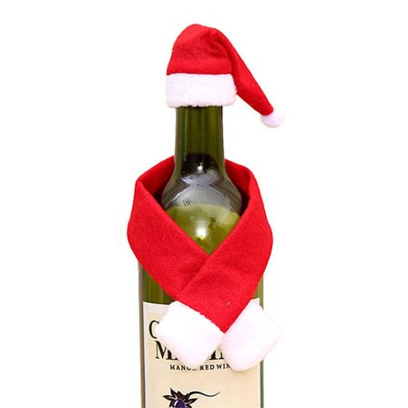 Juldekoration vinflaska - Tomteluva + halsduk