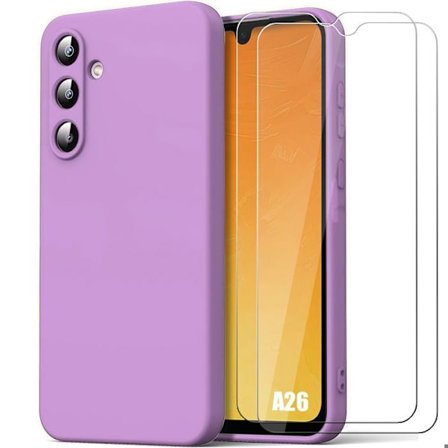Beskyttelsesskal - BOOLING - til Samsung Galaxy A26 5G - Slim - Stødabsorberende - Lilla - 2 Hærdede Glas