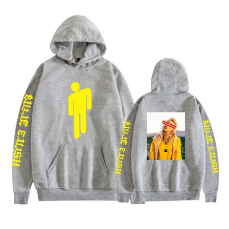 Billie Eilish Unisex Huppari Esteettinen Hoodie Harmaa A V