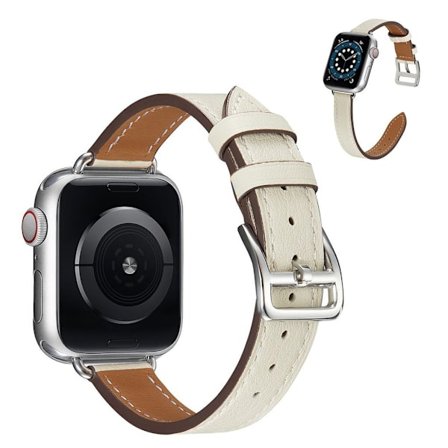 Apple Watch 40 mm klockarmband i enkelt läder - Beige