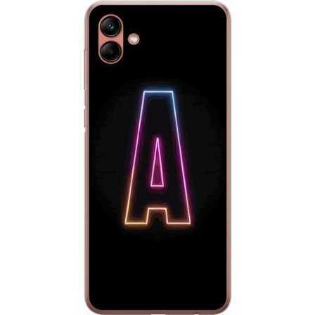 Yhteensopiva Puhelinkuori Samsung Samsung Galaxy A04 Minimalistinen neonkirjain A sateenkaarenvärisessä valossa mustaa taustaa vasten modernissa typ