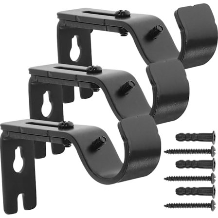 3 stk gardinstangfester Gardinstangholdere Justerbare Draperistangholdere Metallvindu Gardinstangstøtter Henger med skruer