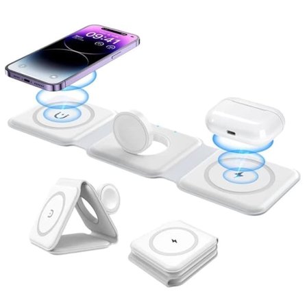 Kokoontaitettava Langaton 3-in-1 Magsafe-Puhelinlaturi Valkoinen_qq