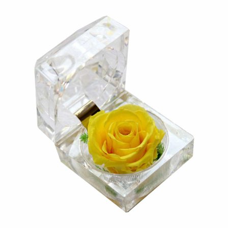 Krystal Rose Box 1 stk., Evighedsblomst Evig Rose i Akryl Krystal Ring Box til Kvinder Fødselsdag og Jubilæum - Gul