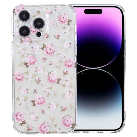 iPhone 16 Pro Skal TPU Rosa Blommor