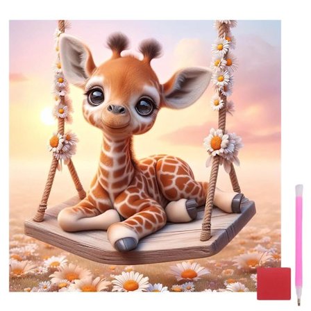 Efterår 5D Diamant Kunst Sæt til Voksne Begyndere, Giraf Gynge DIY Fuld Rund Bor Diamant Maleri Sæt, Efterår Mal med Diamanter Ædelstens Kunst, Hjem 