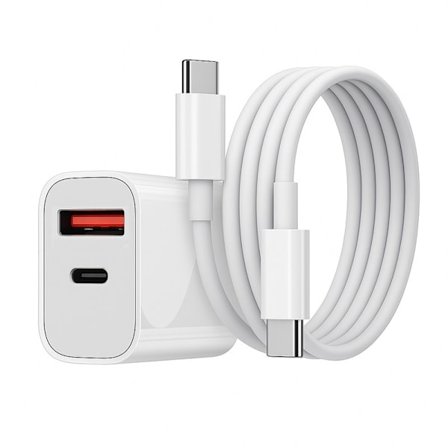 Snabbladdare för iPhone / Samsung Dual Port USB-C med USB-C Kabel