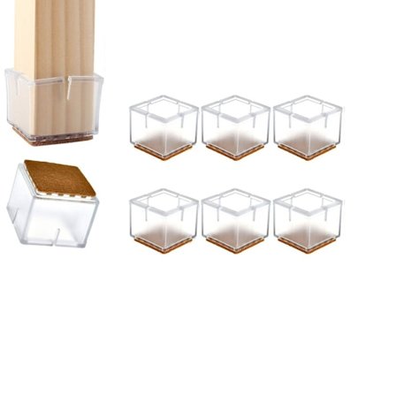 Trækmøbelfødder Gulvbeskyttelse firkantet 8-pak