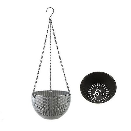 2 stk Hengende Plantepot Innendørs Plast Selvvanning Blomsterkurv Imitasjon Rattan Hengende Bassenget