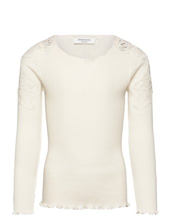 Rosemunde Kids Rkbaybay Ls Blouse W/ Lace - Cream - 152