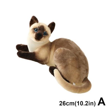 Siameserkat Plyslegetøj, Livagtigt Udstoppede Dyr, 45 cm Lang, Realistisk Katteledsager