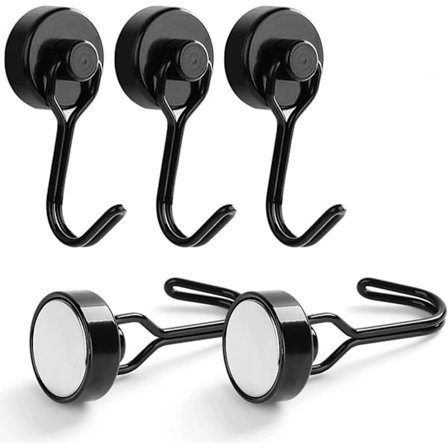 Magnetiska krokar Paket med 5 , Duty Magnet Krokar 30LBS Neodymium krokmagneter för Fr