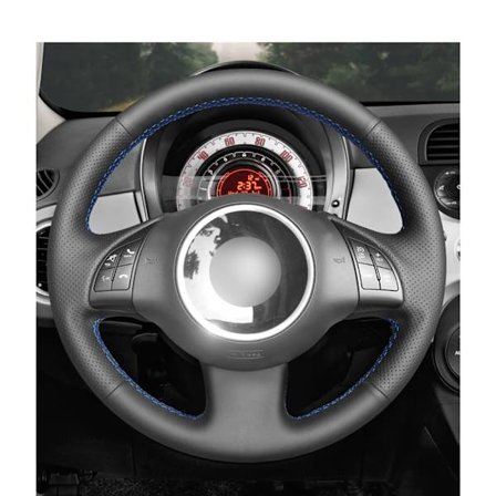 Beige PU konstläder handsydd rattkåpa för kompatibel med Fiat 500 2007-2015 500e 2014-2018 500c 2014-2017