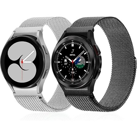 2-pack Metallarmband utan Glipa Kompatibla med Samsung Galaxy Watch 4 Armband 40mm 44mm/ Galaxy Watch 4 Classic Armband 42mm 44mm, Milanesisk Loop 