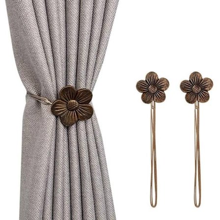 Sett med 2 (Brun) Retro Magnetiske Gardinholdere, Japansk Aprikos