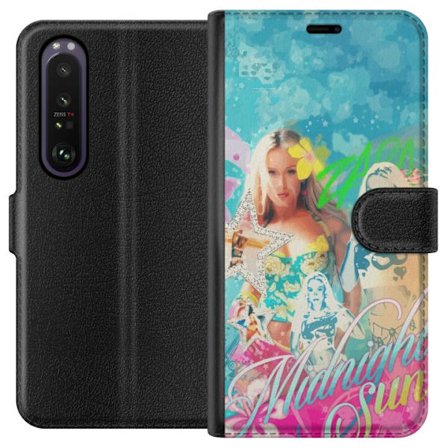 Kompatibel Tegnebogsetui til Sony Xperia 1 III Eventyrverden med Steve, Creeper og dyr i farverig blokgrafik