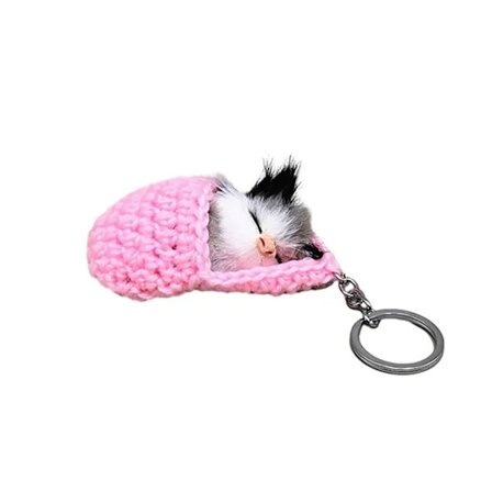 Söt sovande katt nyckelring Tofflor Cat plyschväska Tofflor Cat Pendant nyckelring