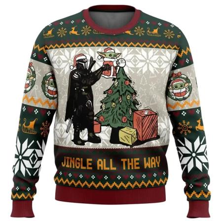 Mandalorialainen Santaloria ja Baby Yoda Ruma villapaita Star Wars Hyv joulua Miesten neulepaita Syksy Talvi Naisten Neulepusero style 3 XL