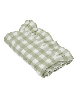 Duk Lisa rutete krepp med volang 140x250 cm Grønn