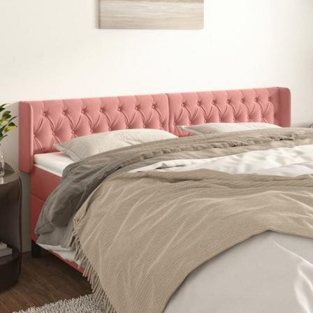 Vidaxl Huvudgavel Med Kanter Rosa 203x16x78/88 Cm Sammet Rosa