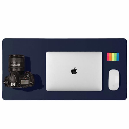 Läderskrivbordsunderlägg, Musmatta (60cm x 30cm, Mörkblå)