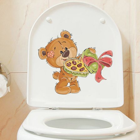Meri-aiheinen söpö karhu suklaanvärisellä wc-istuimen tarralla seinäkoriste