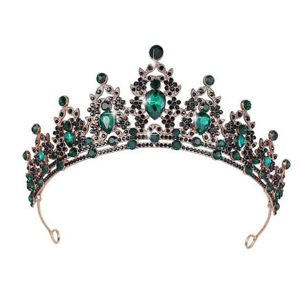 Drottningekrone og Tiara Prinsessekrone til Kvinder Krystal Hårbånd til Bryllup, Gotiske Halloween Kostumer Bal Halloween Tilbehør (Sort&Grøn)
