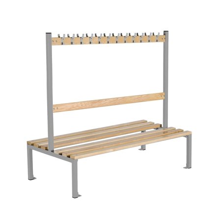 Double school bench ELITE, 24 hooks, 1500x760x1370 mm, grey