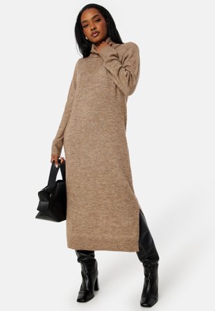 Pieces Juliana LS Rollneck Knit Dress Fossil Klær