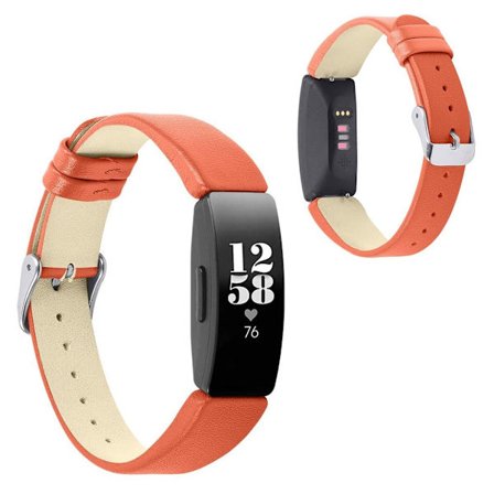 Fitbit Inspire / Inspire HR enkel urrem i ægte læder - Orange