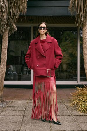 Jourdan Sloane x NA-KD - Kort jakke med belte - Vårjakker - Rød - EU 36