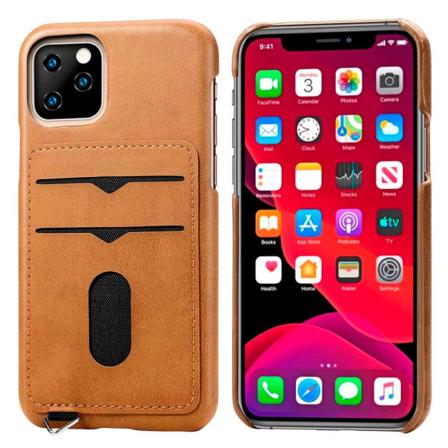 iPhone 11 Pro Max - Käytännöllinen Vintage-kuori korttikotelolla Ljusbrun