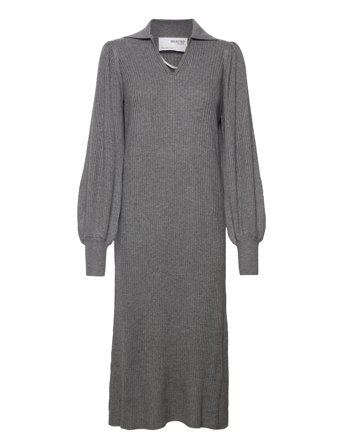 Slfselene Ls Knit Dress B Grey Selected