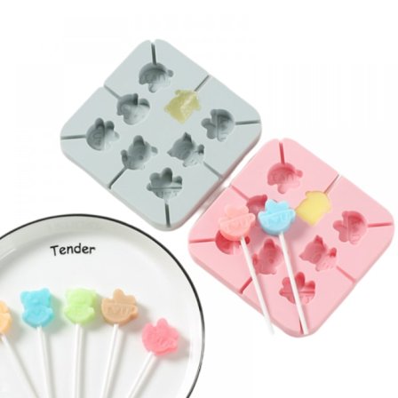 2 stk. Slikoneform til slikkepinde Frugt Dyr Tegneserie Hjemmelavet Børns Chokoladeform