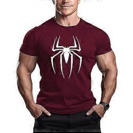 Spider-Man Trenings T-skjorte med Korte Ermer for Menn (2XL Burgunder)